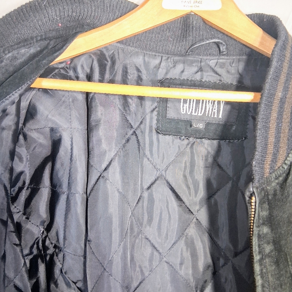 Goldway Men's L/G Suede Leather U2k Distressed Retro Barn Vintage Bomber Jacket - Picture 6 of 12